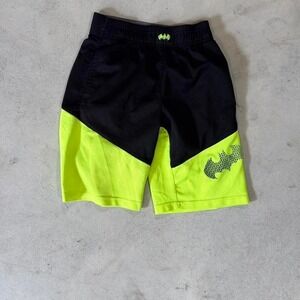 Batman Athletic Shorts Boys 6/7 Black Neon Green Logo